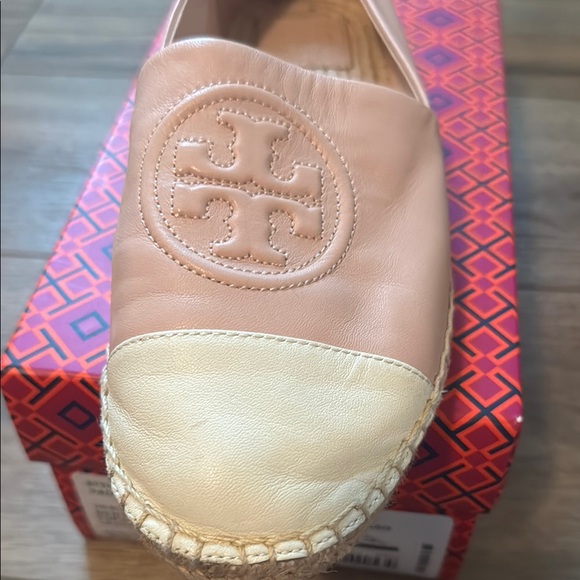 Tory Burch Pink Cream Leather Espadrille Flats — gently used with box - Picture 5 of 13